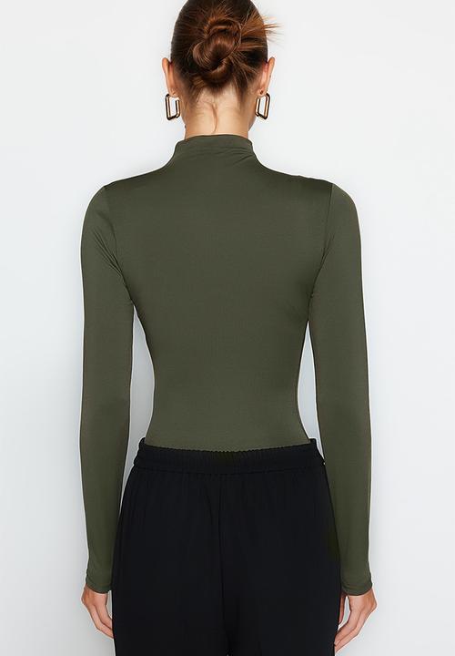 Trendyol - Shirring detailed bodysuit - khaki