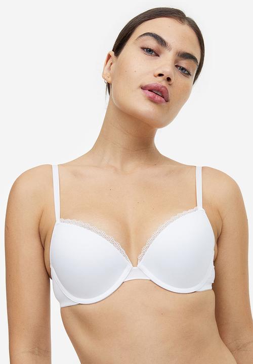 H&M - 2-pack microfibre push-up bras - beige/white