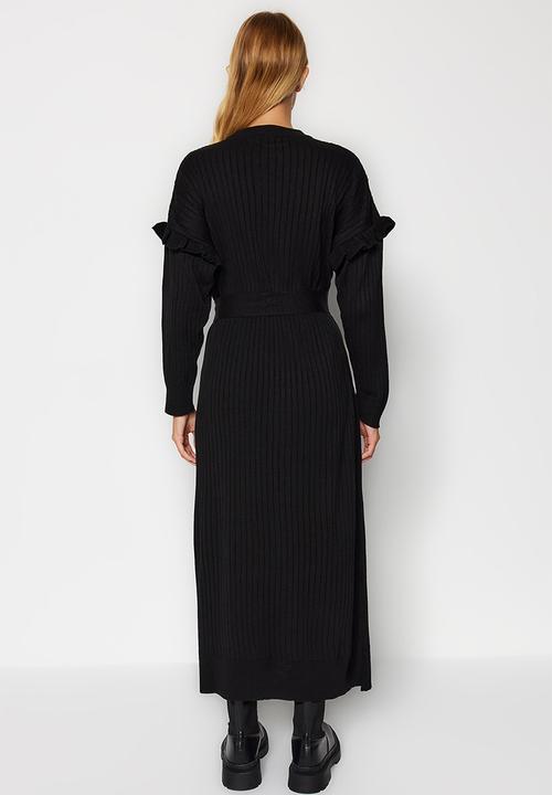 Trendyol - Modest ruffle detail dress - black