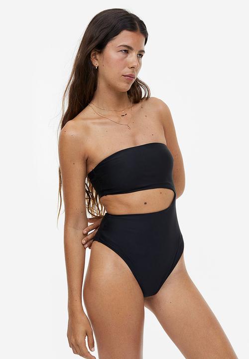 H&M - High-leg bandeau swimsuit - black