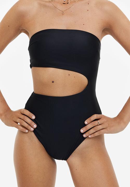 H&M - High-leg bandeau swimsuit - black