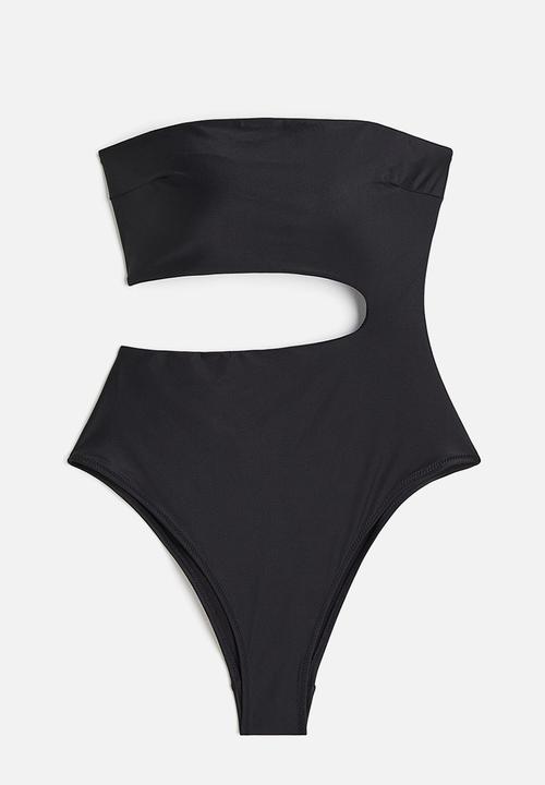 H&M - High-leg bandeau swimsuit - black