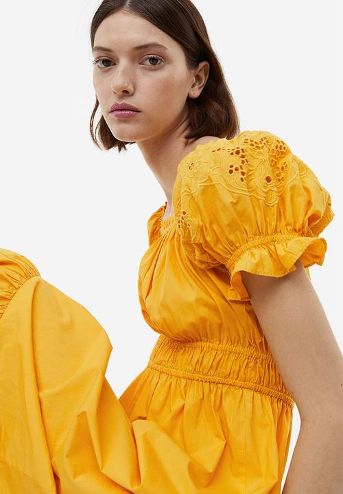 H&M - Off-the-shoulder cotton dress - yellow