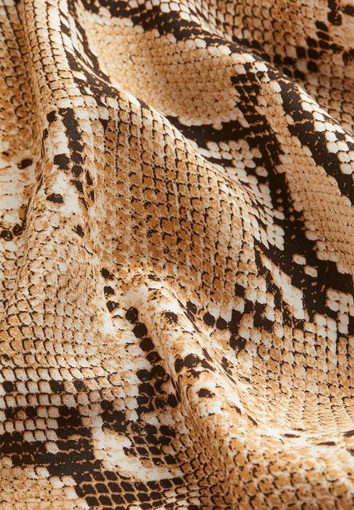 H&M - V-neck tunic - beige/snakeskin-patterned