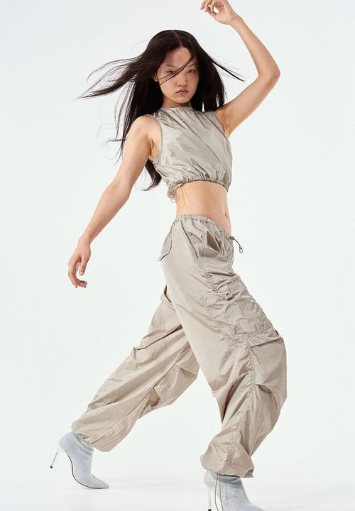 H&M - Parachute trousers - light khaki green