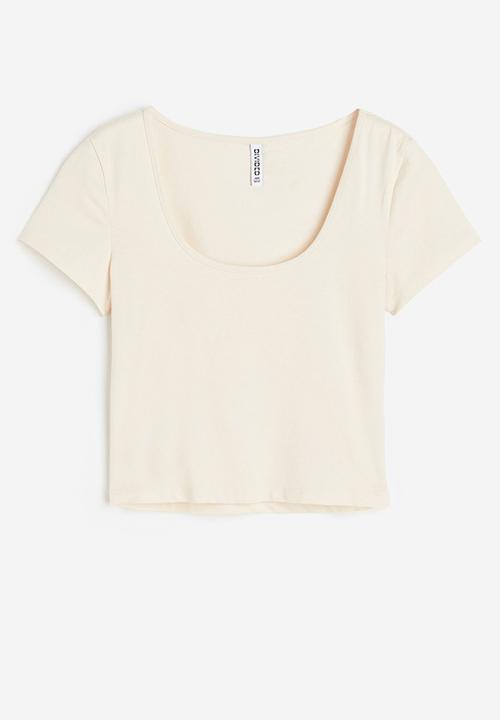 H&M - Cotton jersey top - light beige