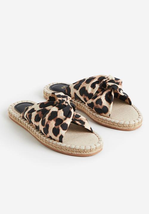 H&M - Knot-detail espadrille slides - light beige/leopard print