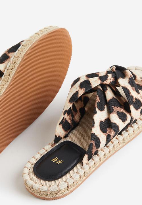 H&M - Knot-detail espadrille slides - light beige/leopard print