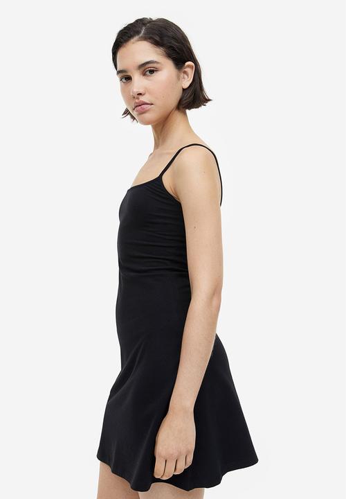 H&M - Flared-skirt jersey dress - black
