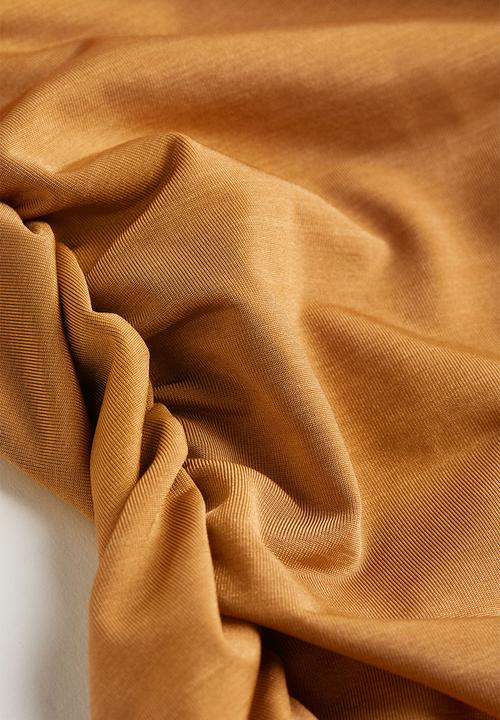 H&M - Draped shoulder-pad top - dark beige