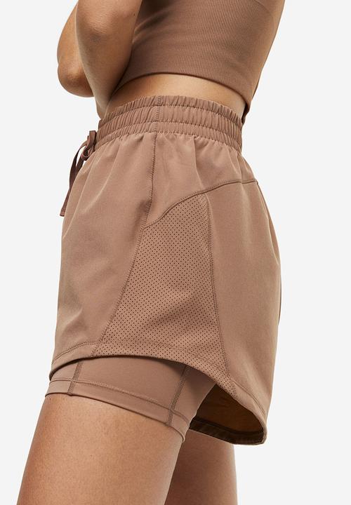 H&M - Drymove™ double-layered running shorts - light brown