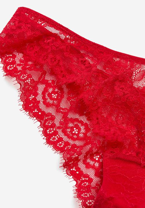H&M - 2-pack lace brazilian briefs - red