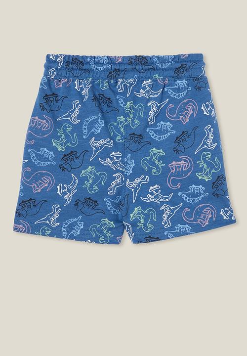 Cotton On - Henry slouch short - petty blue/dino yardage