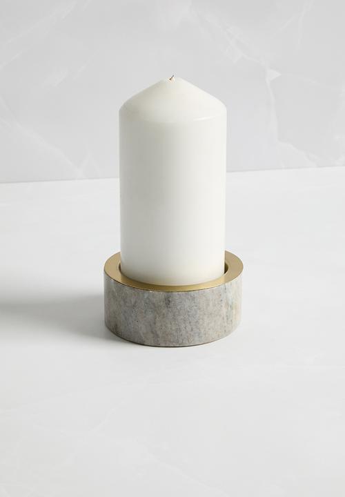 H&S - Marble pillar candle holder - sand