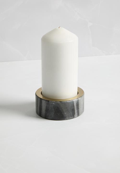 H&S - Marble pillar candle holder - grey