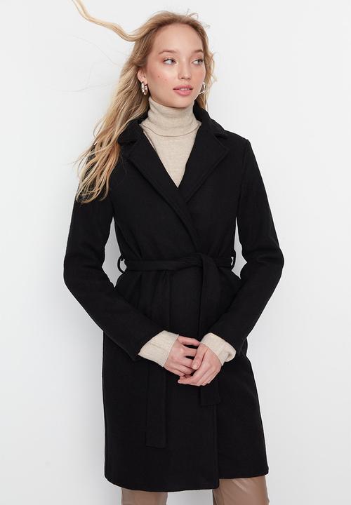Trendyol - Belted cachet coat - black