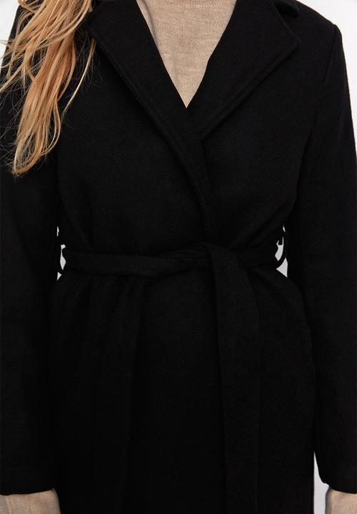 Trendyol - Belted cachet coat - black