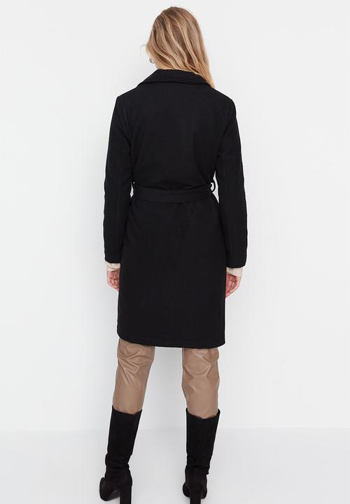 Trendyol - Belted cachet coat - black