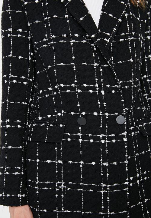 Trendyol - Tweed regular blazer - black