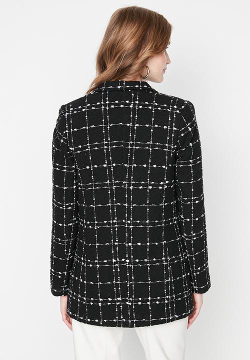 Trendyol - Tweed regular blazer - black