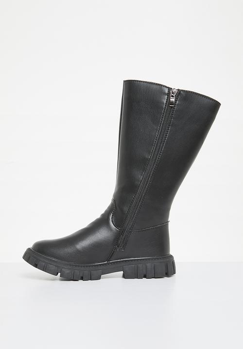 Pop Candy - Bowknot décor knee high boots - black
