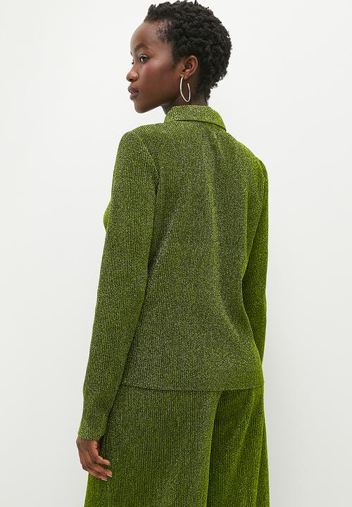 Glamorous - Plisse Glitter Shirt - Green