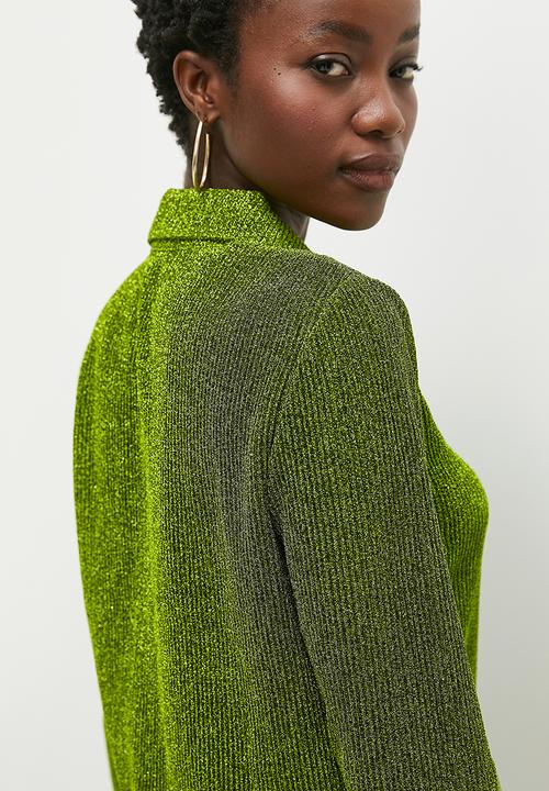 Glamorous - Plisse Glitter Shirt - Green