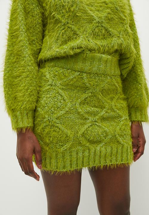 Glamorous - Cable Knit Skirt - Grass Green
