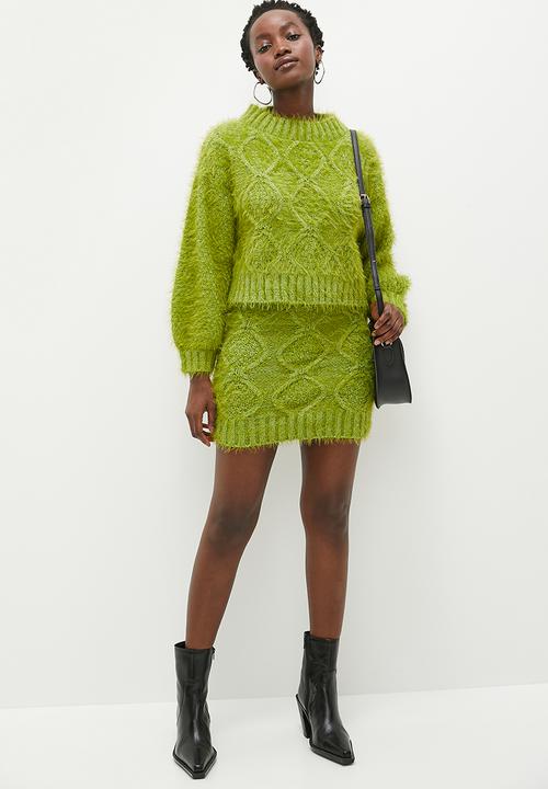 Glamorous - Cable Knit Skirt - Grass Green
