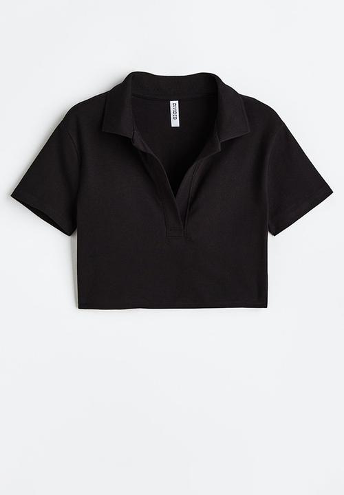 H&M - Collared cropped top - black