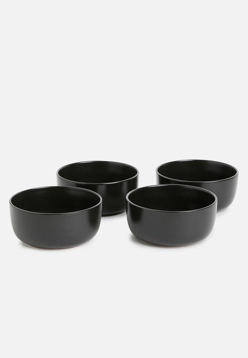 Excellent Houseware - Emble stoneware cereal bowl of 4 - black