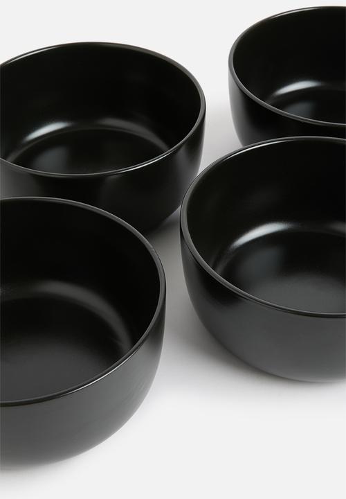 Excellent Houseware - Emble stoneware cereal bowl of 4 - black