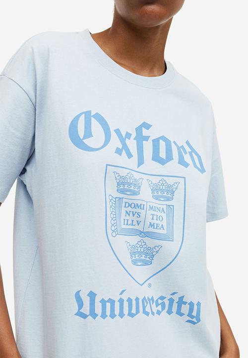 H&M - Oversized printed T-shirt - light blue/oxford university