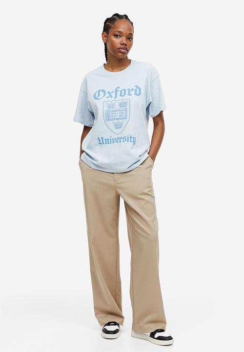 H&M - Oversized printed T-shirt - light blue/oxford university