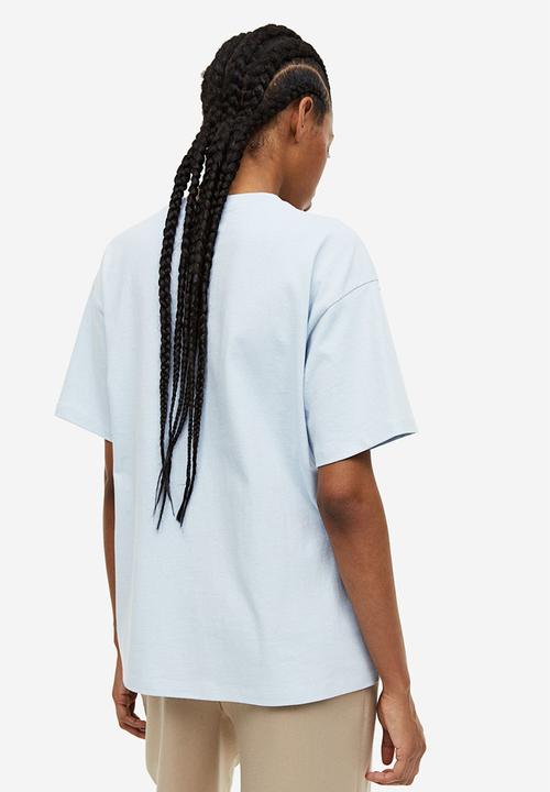H&M - Oversized printed T-shirt - light blue/oxford university