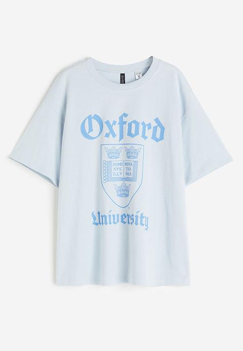 H&M - Oversized printed T-shirt - light blue/oxford university