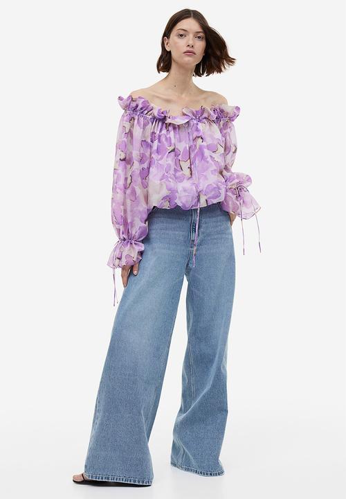 H&M - Off-the-shoulder blouse - light purple/floral