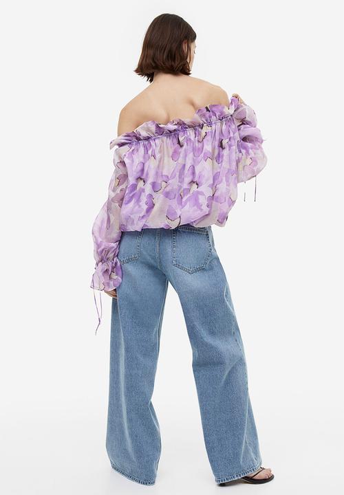H&M - Off-the-shoulder blouse - light purple/floral