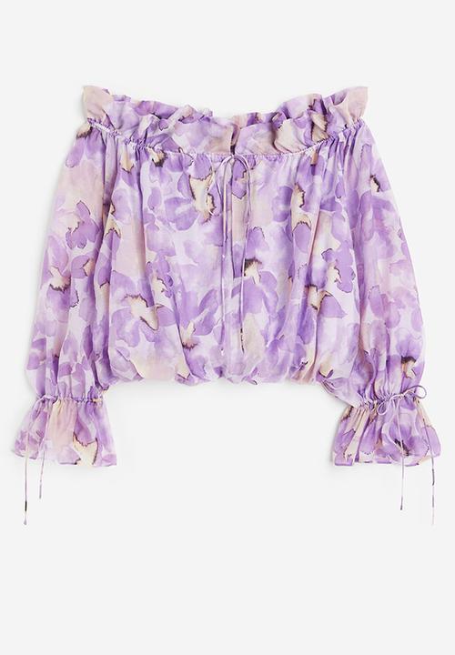 H&M - Off-the-shoulder blouse - light purple/floral