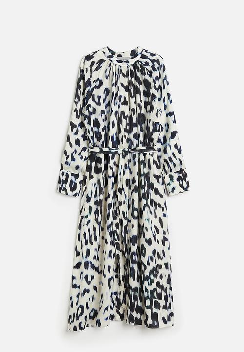 H&M - Tie-belt dress - cream leopard print 