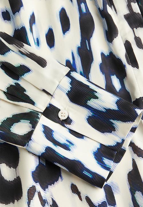 H&M - Tie-belt dress - cream leopard print 