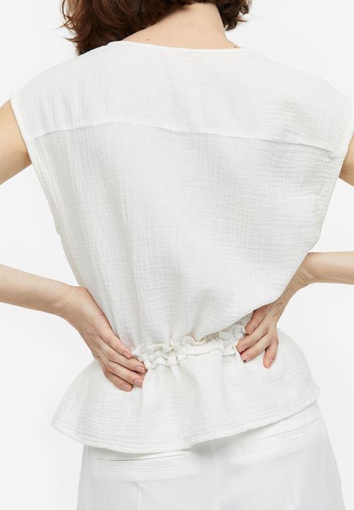 H&M - Crinkled cotton blouse - white