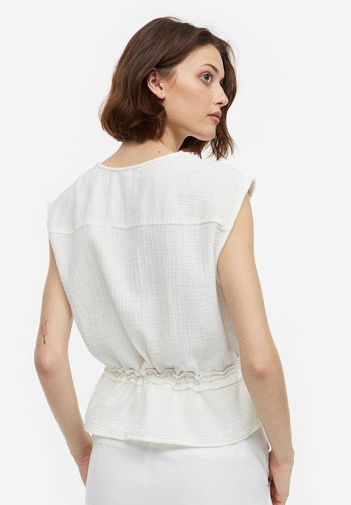 H&M - Crinkled cotton blouse - white