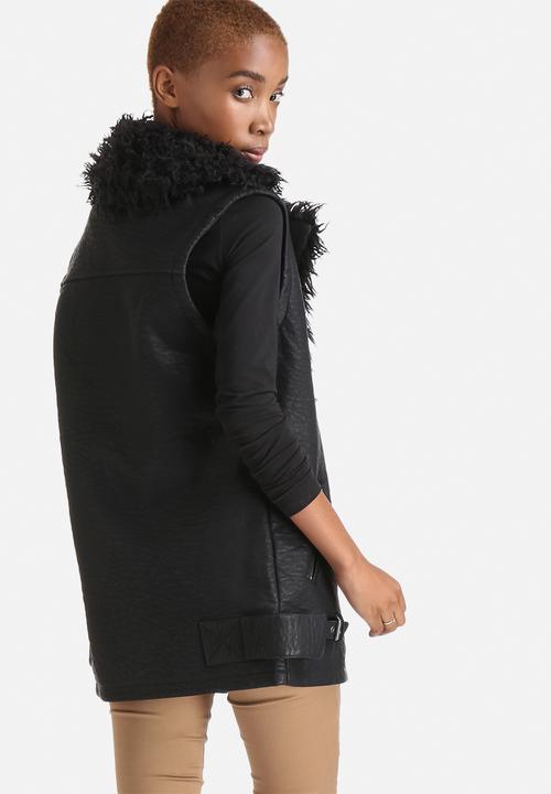 Neon Rose - Sleeveless Leatherette Jacket
