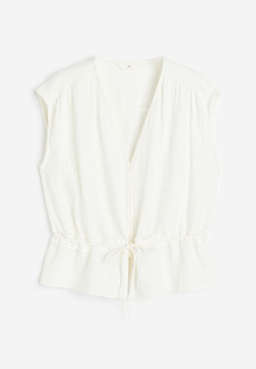 H&M - Crinkled cotton blouse - white