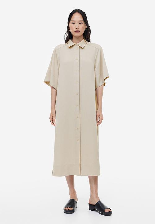 H&M - Tie-belt shirt dress - light beige