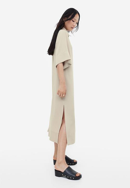 H&M - Tie-belt shirt dress - light beige