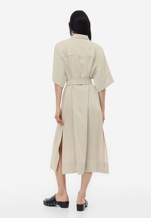 H&M - Tie-belt shirt dress - light beige