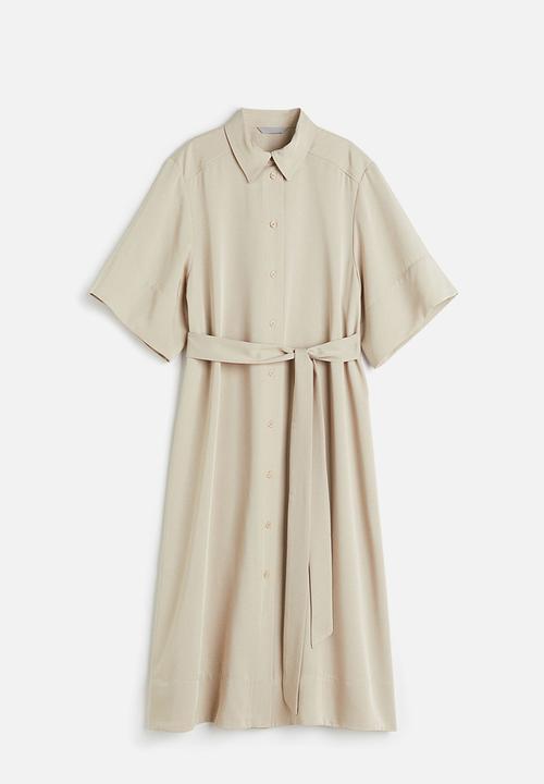 H&M - Tie-belt shirt dress - light beige