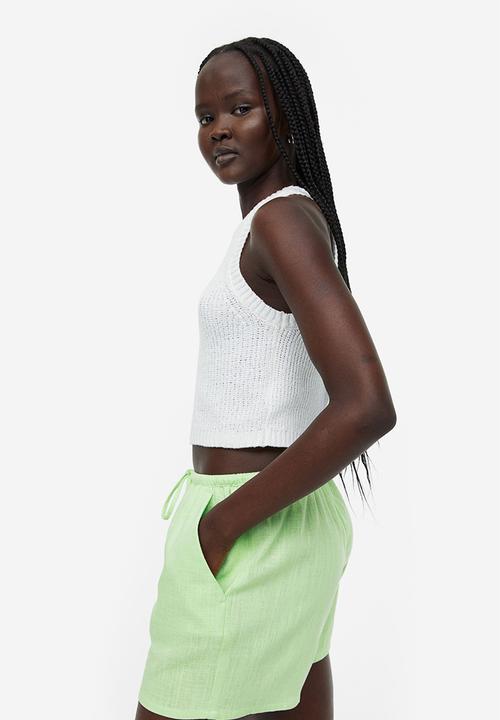 H&M - Linen-blend pull-on shorts - light green